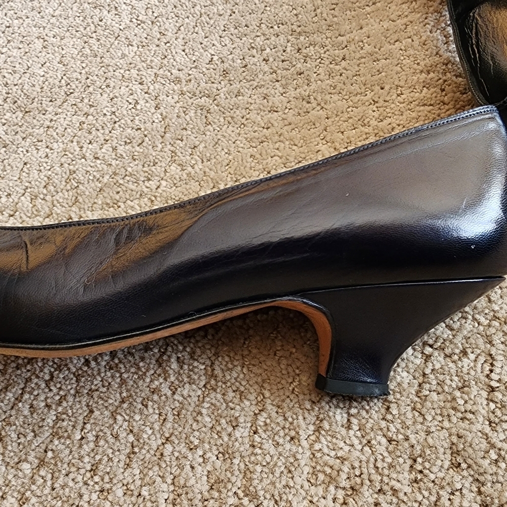 Bally Black Leather Kitten Heels Women's Size 10 Made In Italy Vintage Elegance - Picture 6 of 7